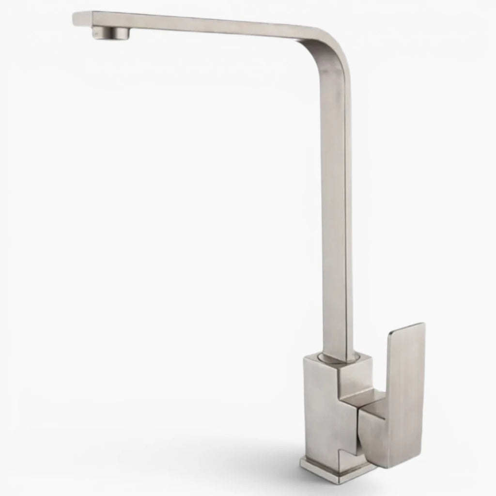 Robinet évier cuisine plat fin mitigeur rectangulaire - Argenté - Laiton
