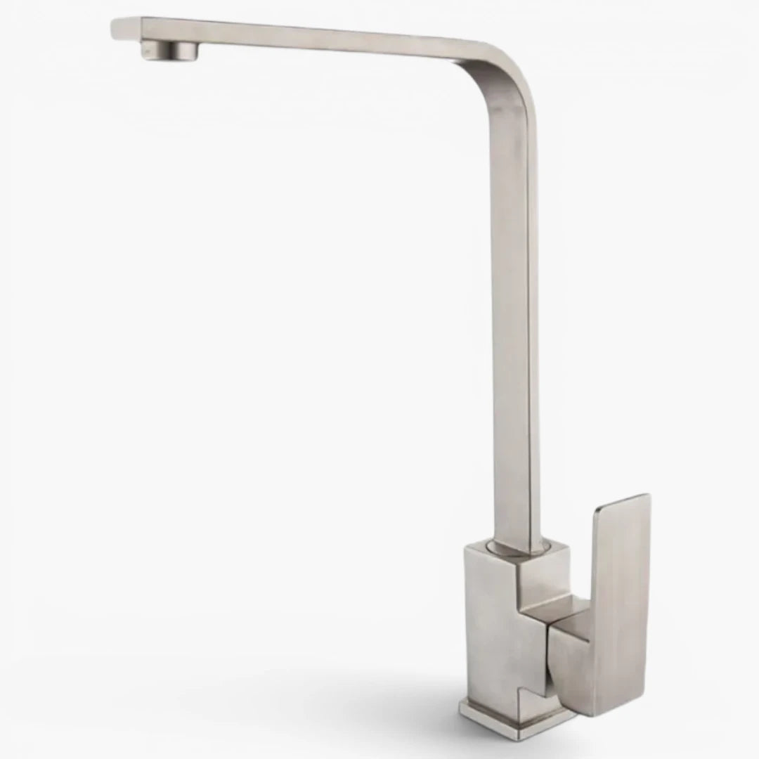 Robinet évier cuisine plat fin mitigeur rectangulaire - Argenté - Laiton