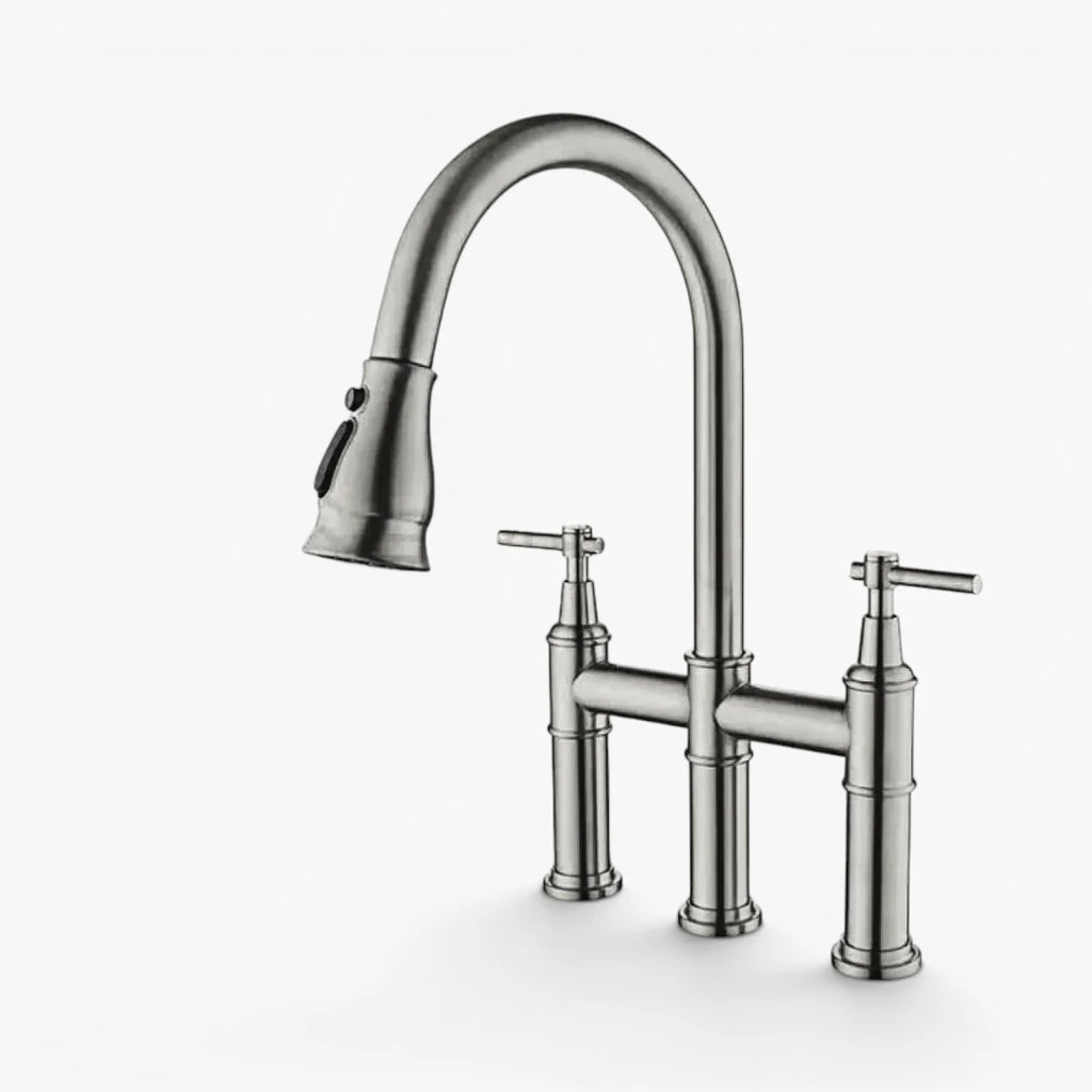 Robinet évier cuisine rétro flexible douchette - Argenté - Laiton