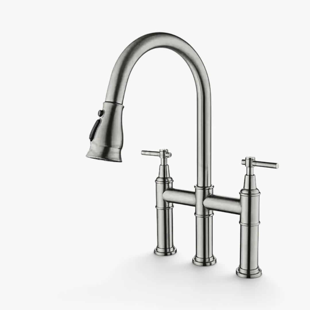 Robinet évier cuisine rétro flexible douchette - Argenté - Laiton