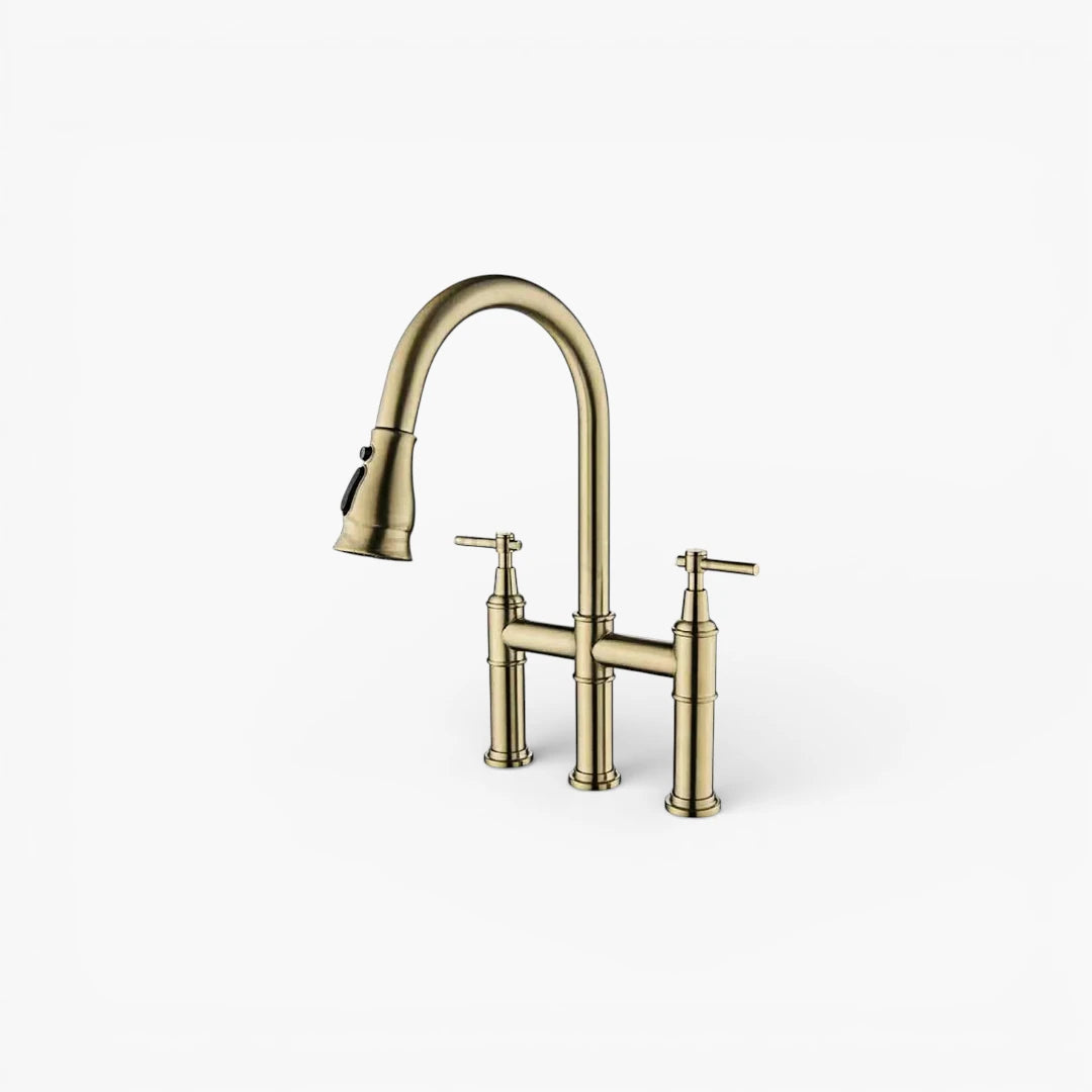 Robinet évier cuisine rétro flexible douchette - Doré - Laiton