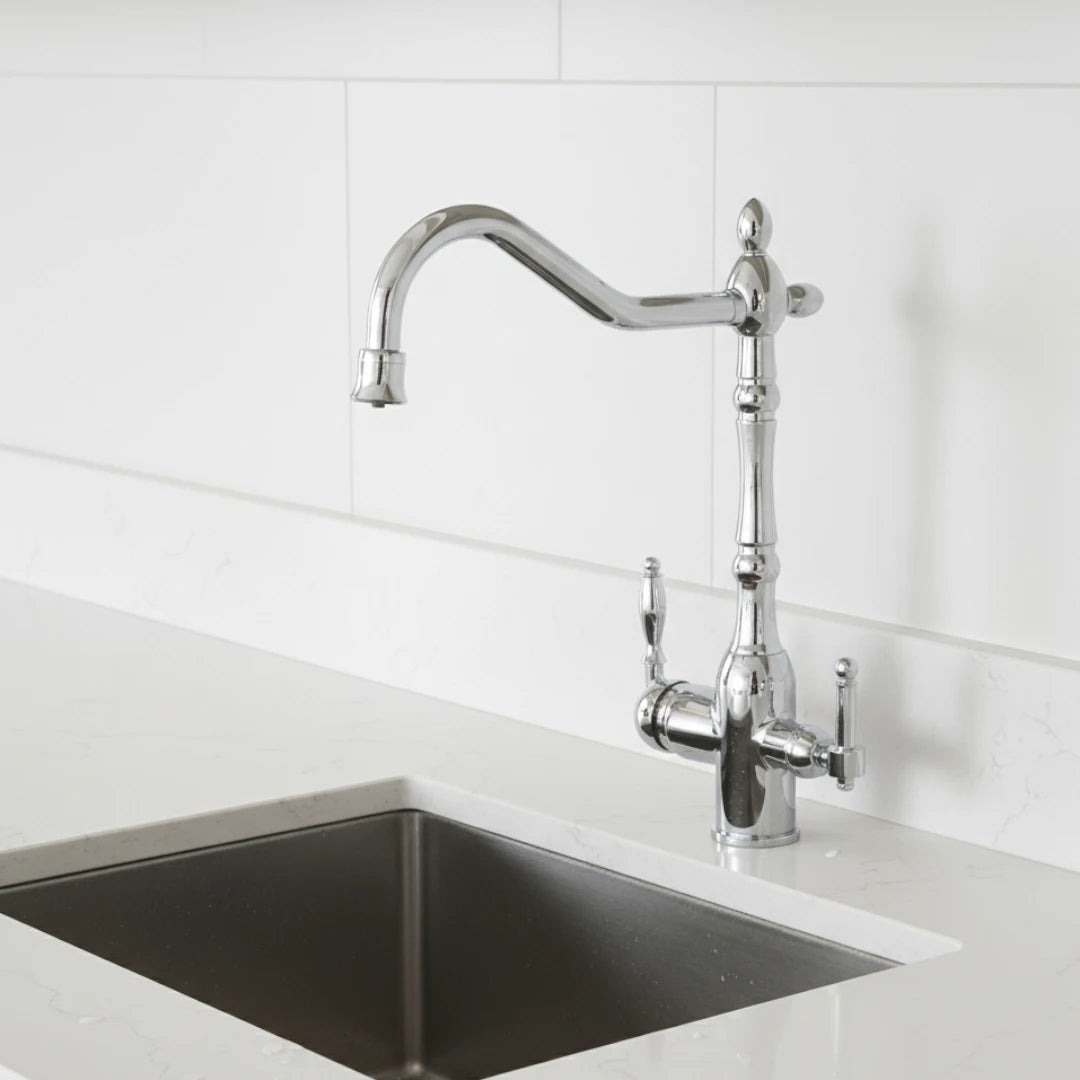 Robinet évier cuisine rétro mitigeur purificateur d'eau - Argenté - Laiton