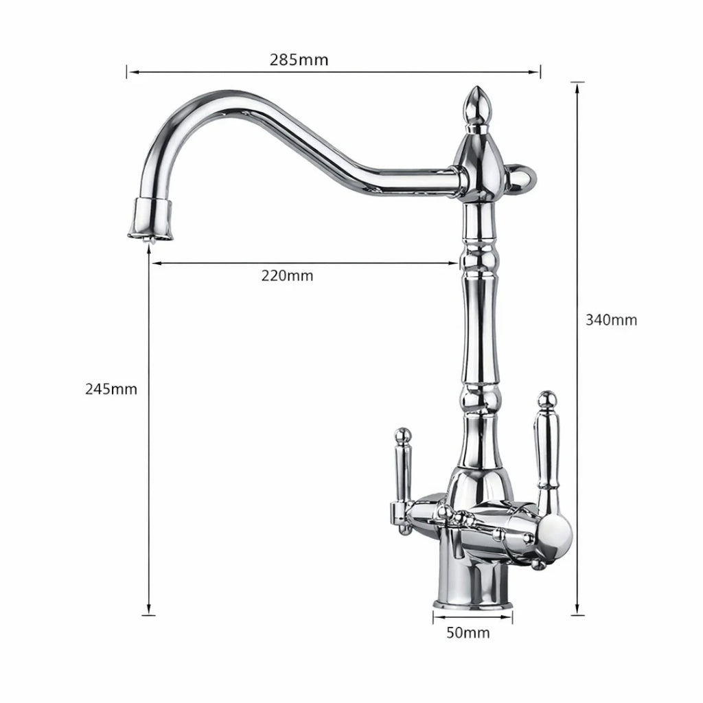 Robinet évier cuisine rétro mitigeur purificateur d'eau - Argenté - Laiton