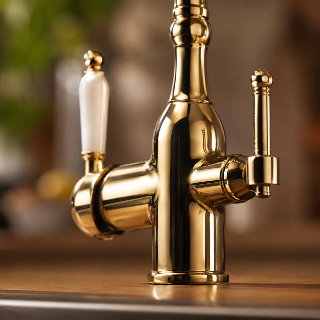 Robinet évier cuisine rétro mitigeur purificateur d'eau - Doré - Laiton