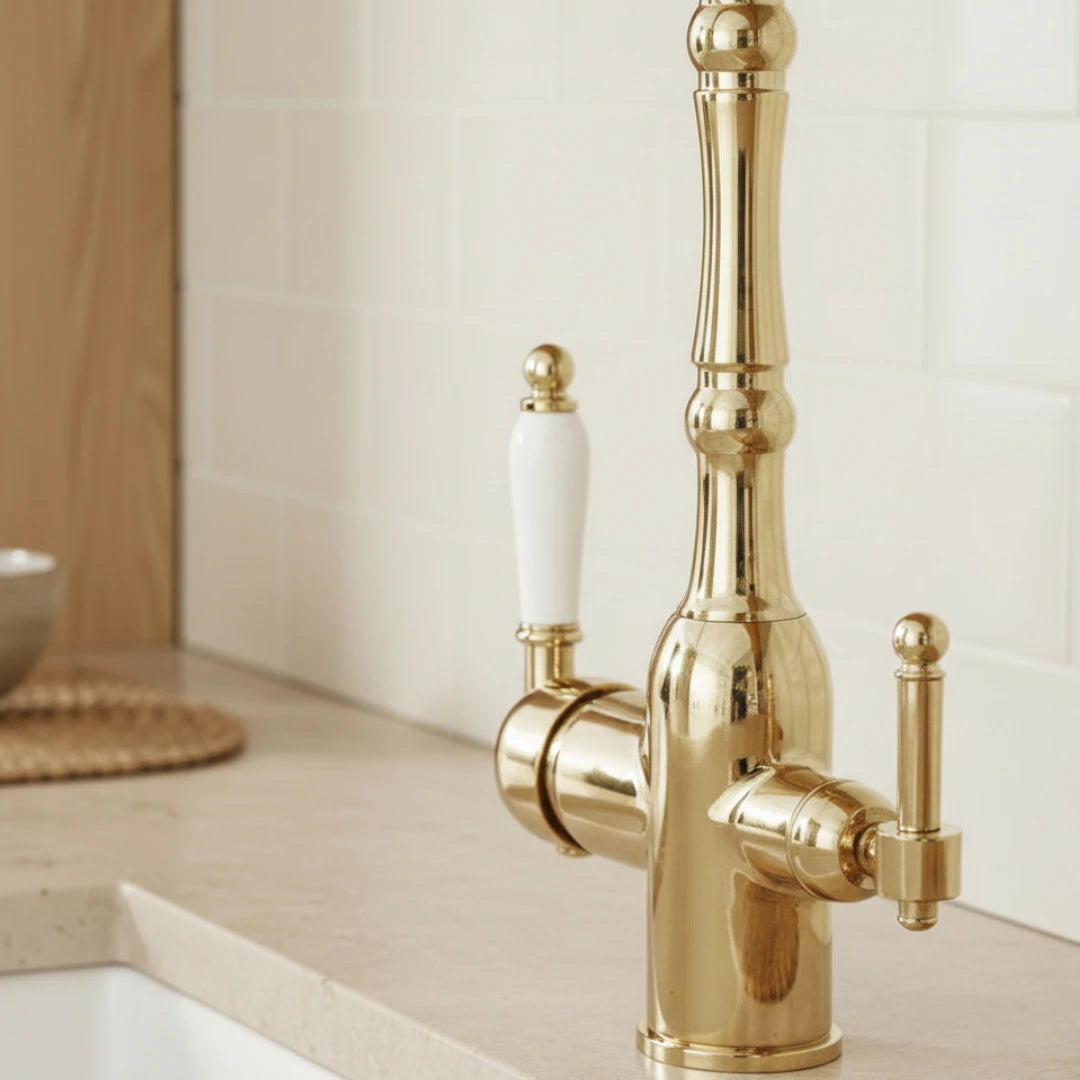Robinet évier cuisine rétro mitigeur purificateur d'eau - Doré - Laiton