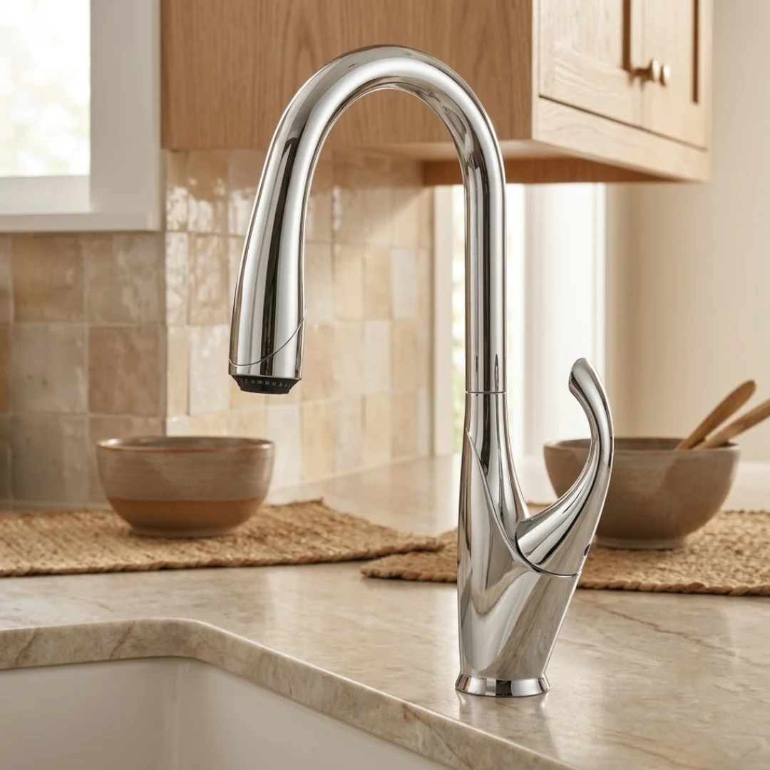 Robinet évier cuisine tactile automatique design flexible douchette - Argenté - Laiton