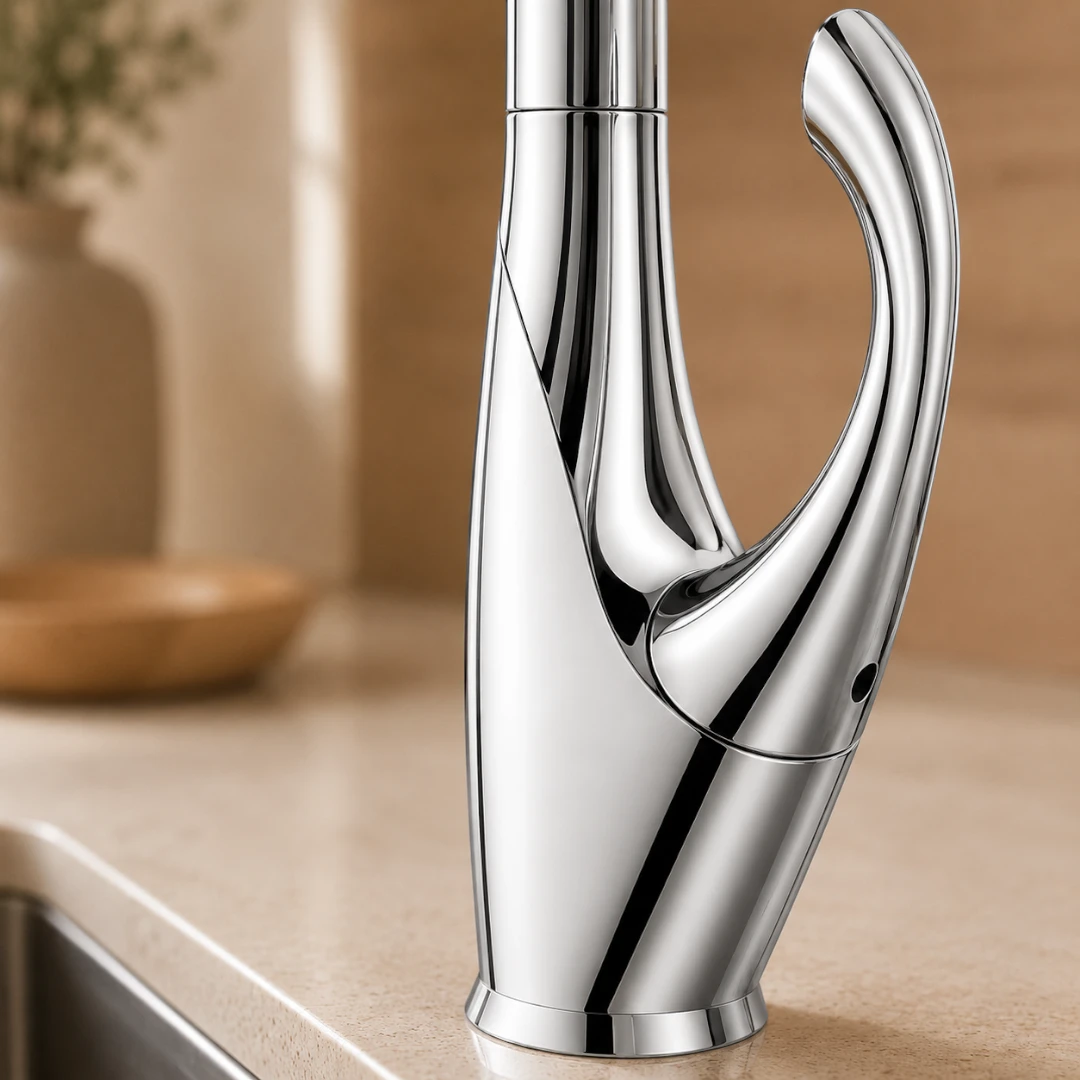 Robinet évier cuisine tactile automatique design flexible douchette - Argenté - Laiton