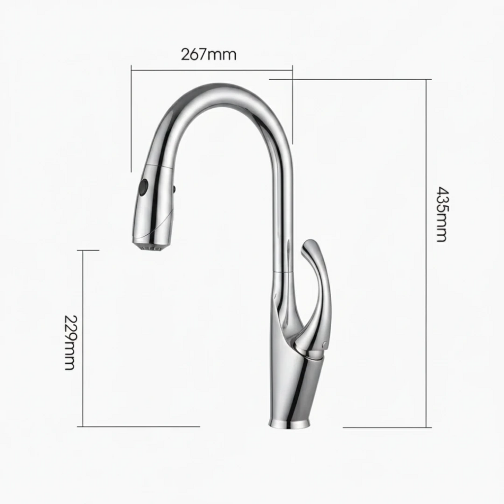 Robinet évier cuisine tactile automatique design flexible douchette - Argenté - Laiton