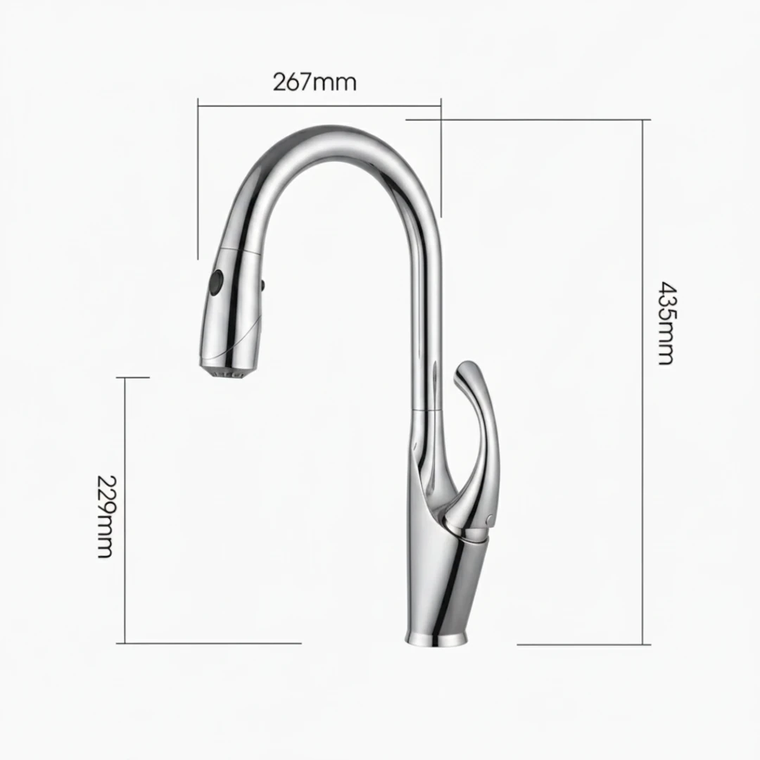 Robinet évier cuisine tactile automatique design flexible douchette - Argenté - Laiton