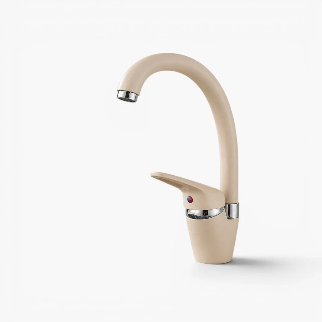Robinet évier de cuisine arrondi mitigeur tacheté - Beige - Laiton
