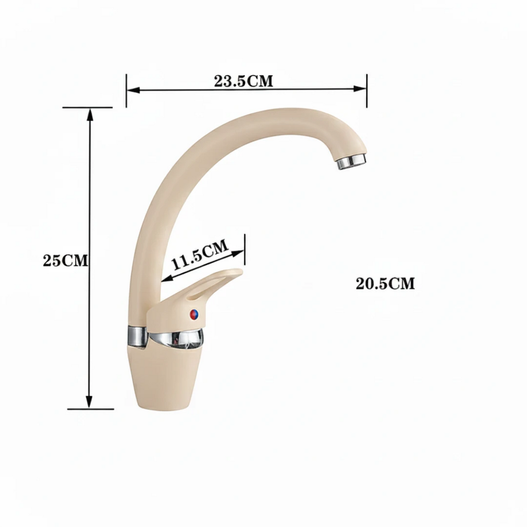 Robinet évier de cuisine arrondi mitigeur tacheté - Beige - Laiton