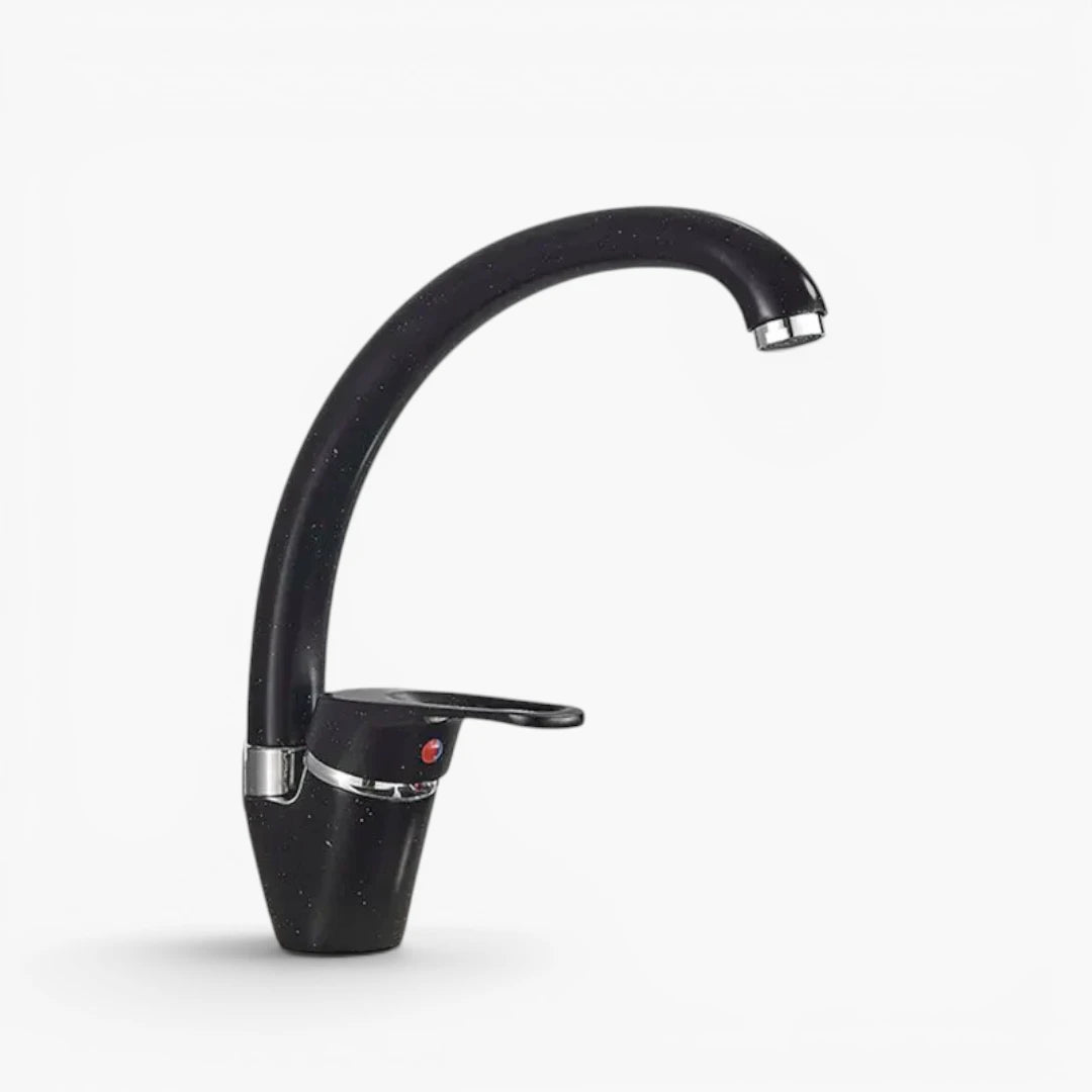 Robinet évier de cuisine arrondi mitigeur tacheté - Noir - Laiton