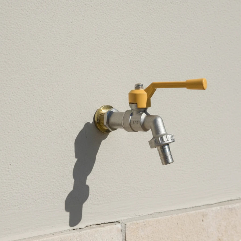 Robinet extérieur de jardin 1 sortie vanne jaune - Argenté - Laiton