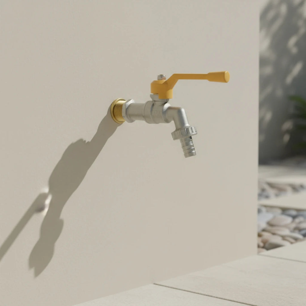 Robinet extérieur de jardin 1 sortie vanne jaune - Argenté - Laiton