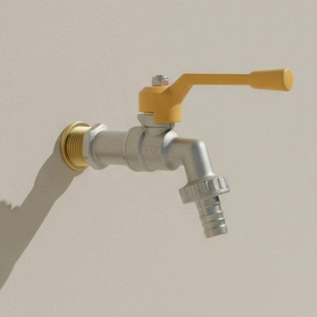 Robinet extérieur de jardin 1 sortie vanne jaune - Argenté - Laiton