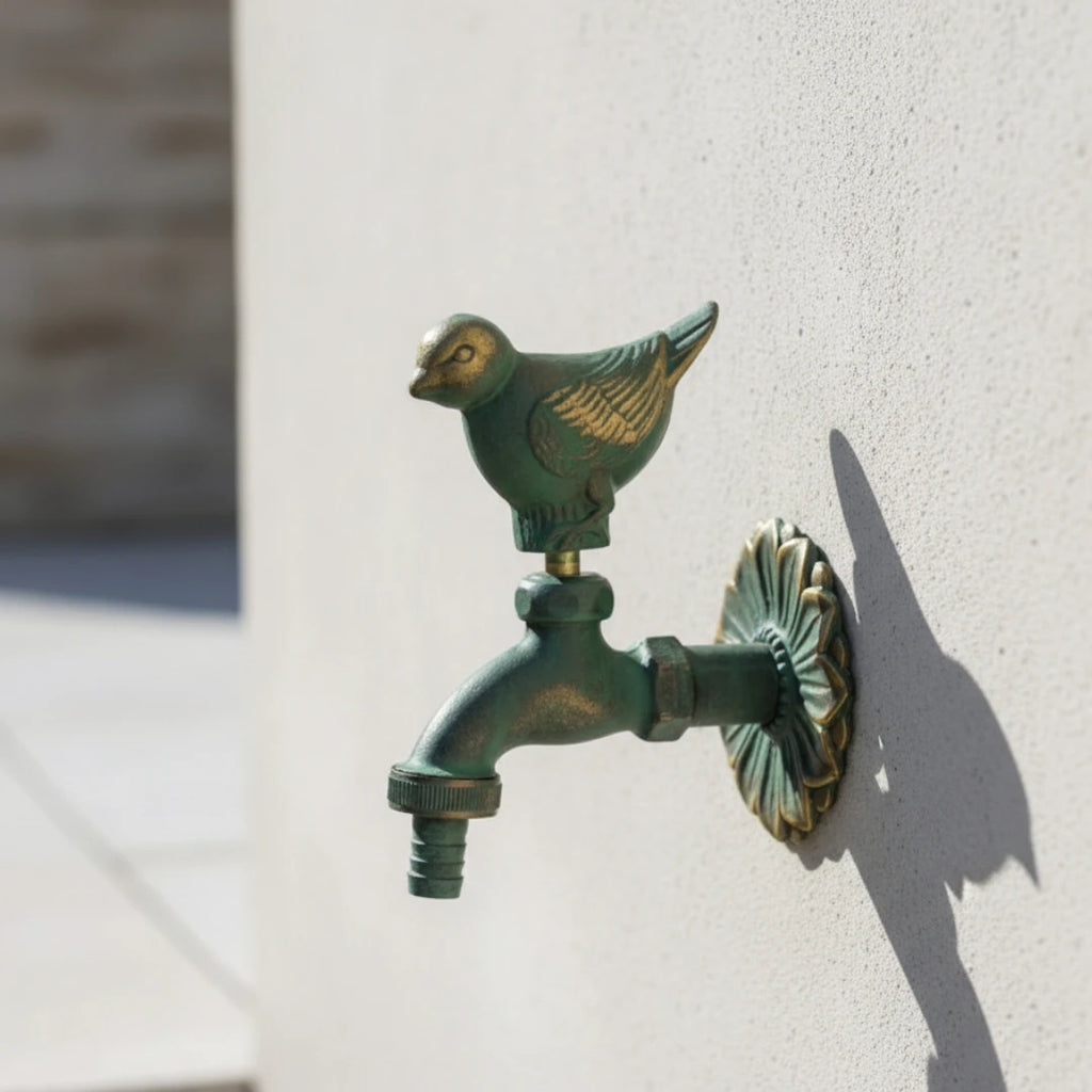 Robinet extérieur de jardin rétro fleur animaux - Vert