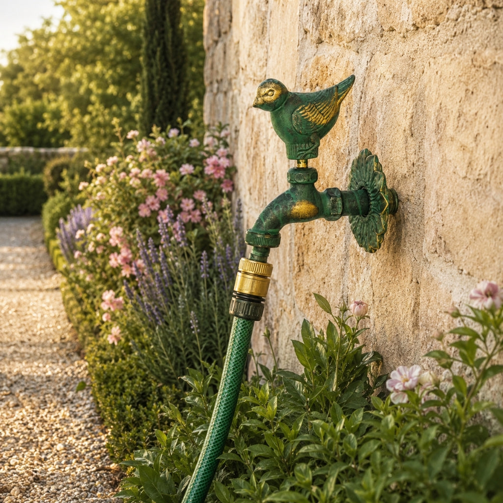 Robinet extérieur de jardin rétro fleur animaux - Vert