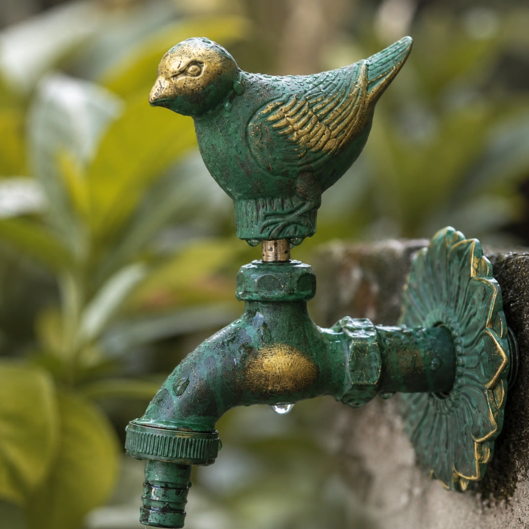 Robinet extérieur de jardin rétro fleur animaux - Vert