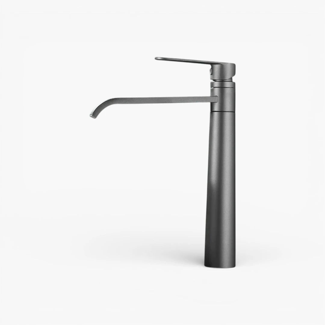 Robinet lavabo salle de bain bec long - Noir - Laiton