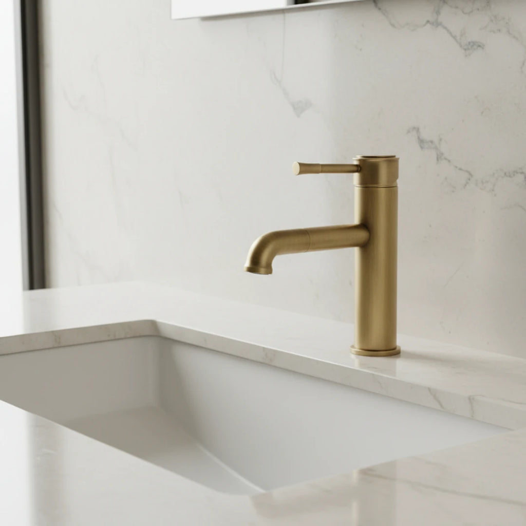 Robinet lavabo salle de bain bec rotatif vintage - Doré - Laiton