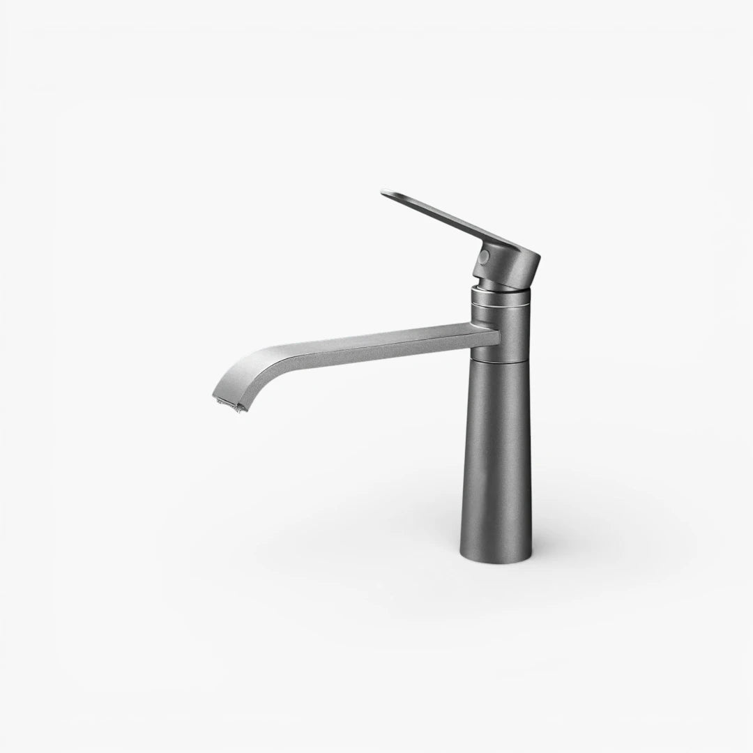 Robinet lavabo salle de bain bec long - Noir - Laiton