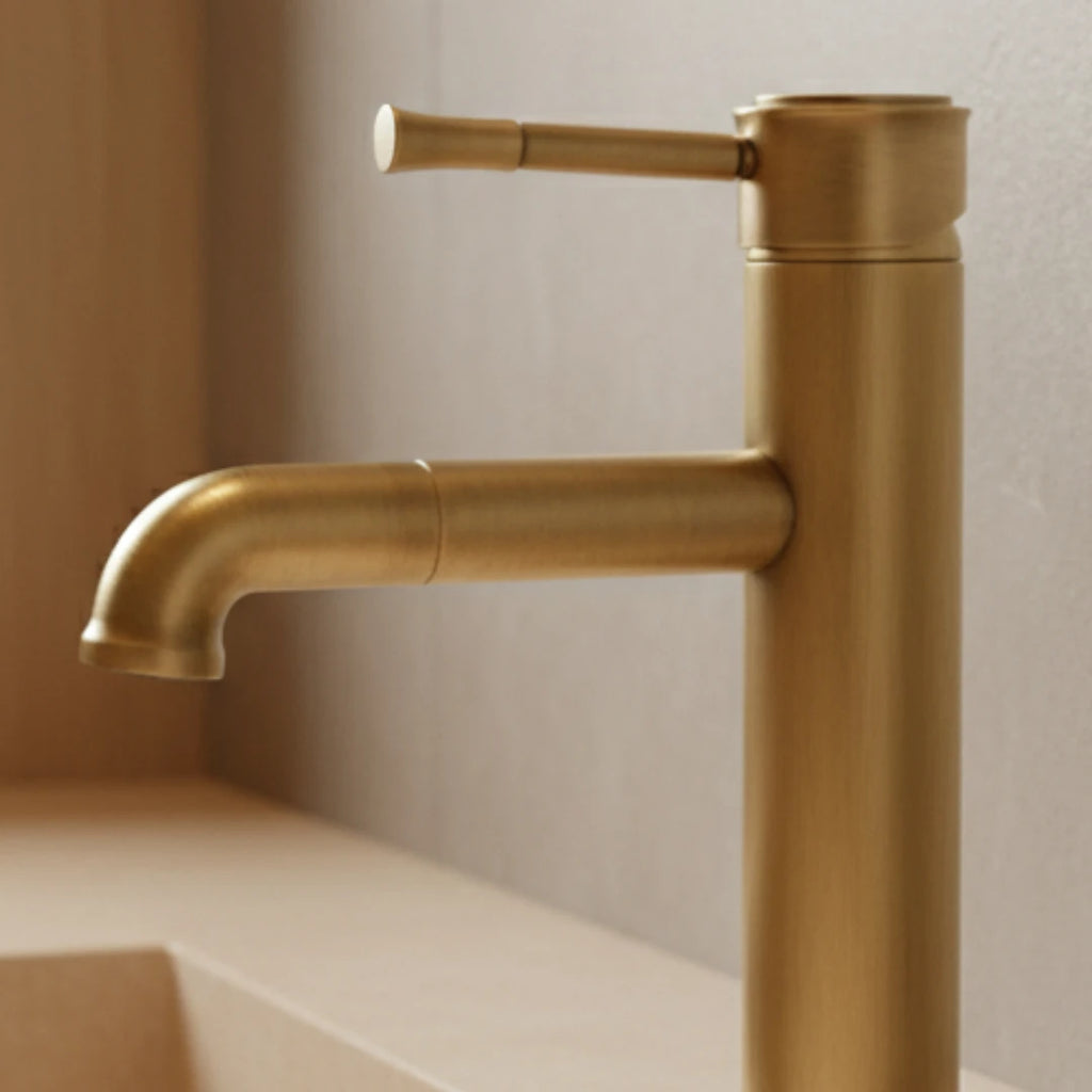 Robinet lavabo salle de bain bec rotatif vintage - Doré - Laiton