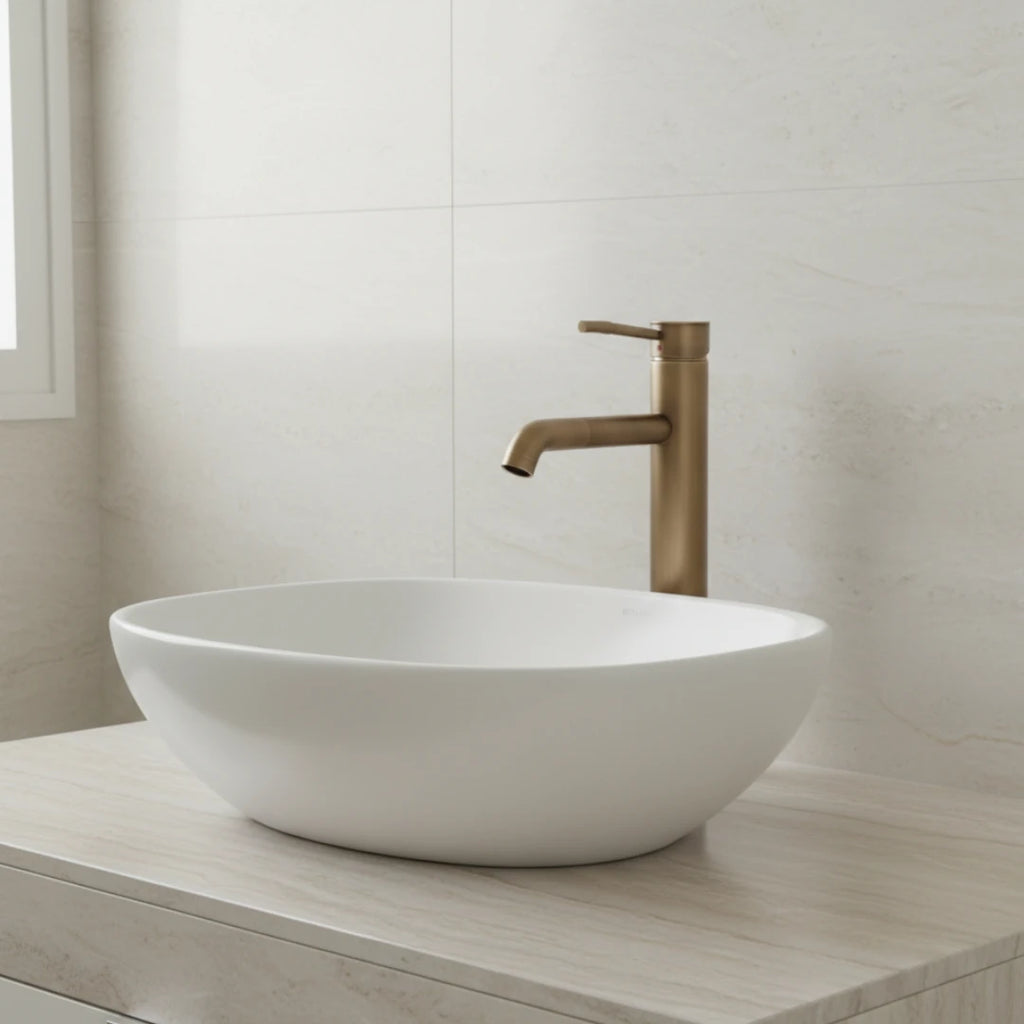 Robinet lavabo salle de bain bec rotatif vintage - Doré - Laiton