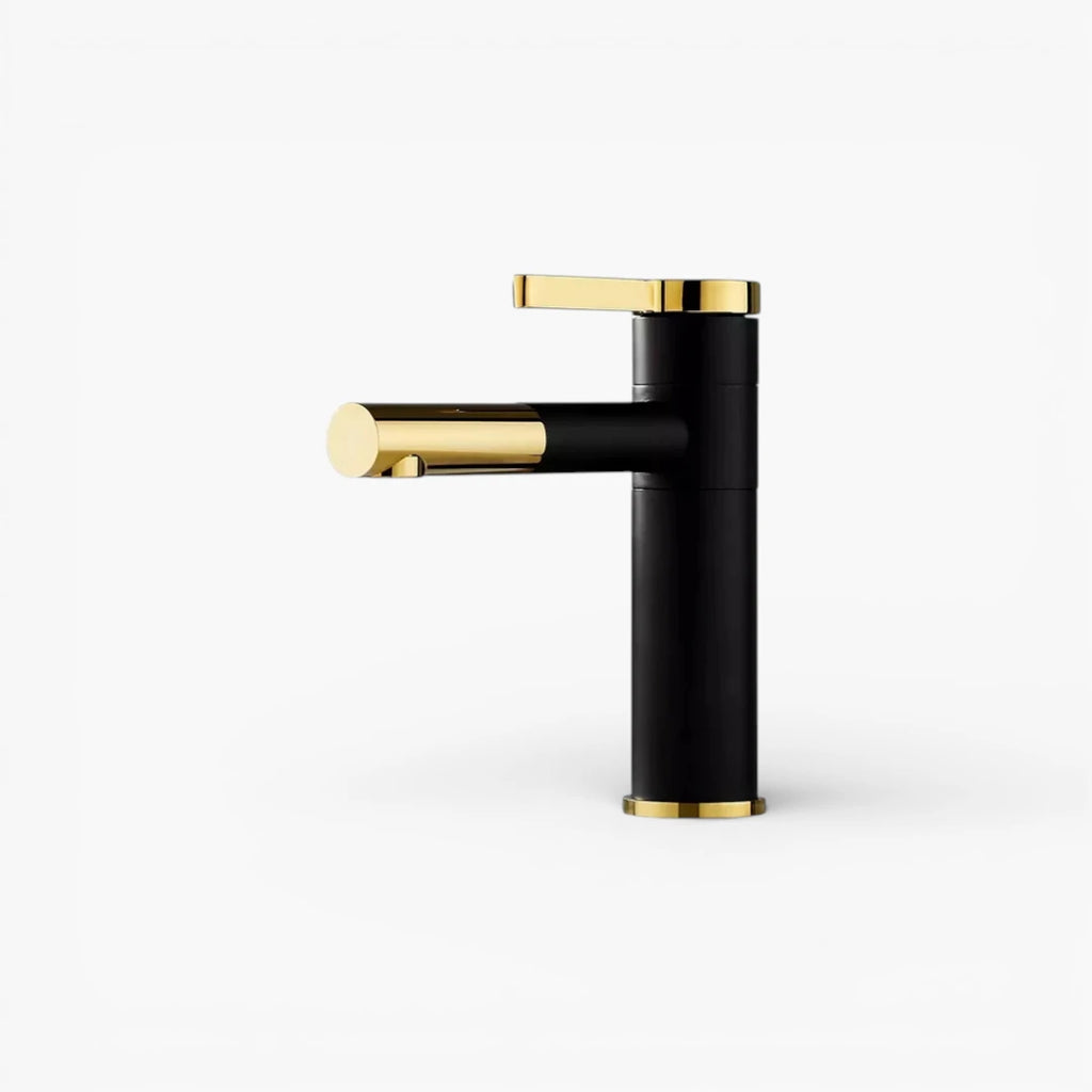 Robinet lavabo salle de bain bicolore rotatif - Noir Doré - Laiton