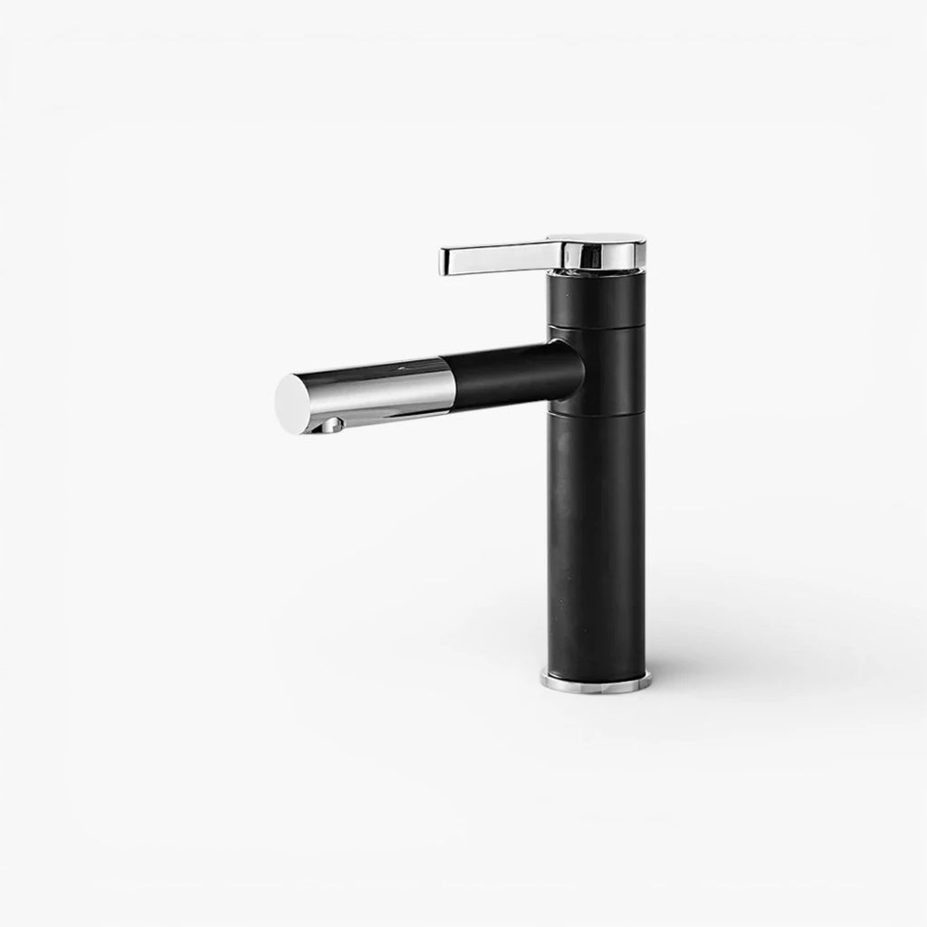 Robinet lavabo salle de bain bicolore rotatif rallonge - Noir Argenté - Laiton