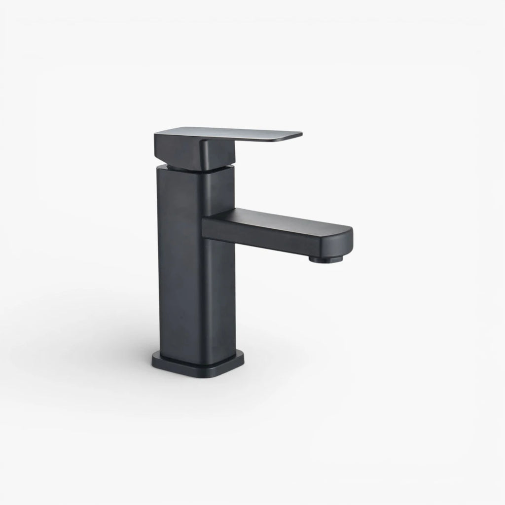 Robinet lavabo salle de bain carré - Noir mat