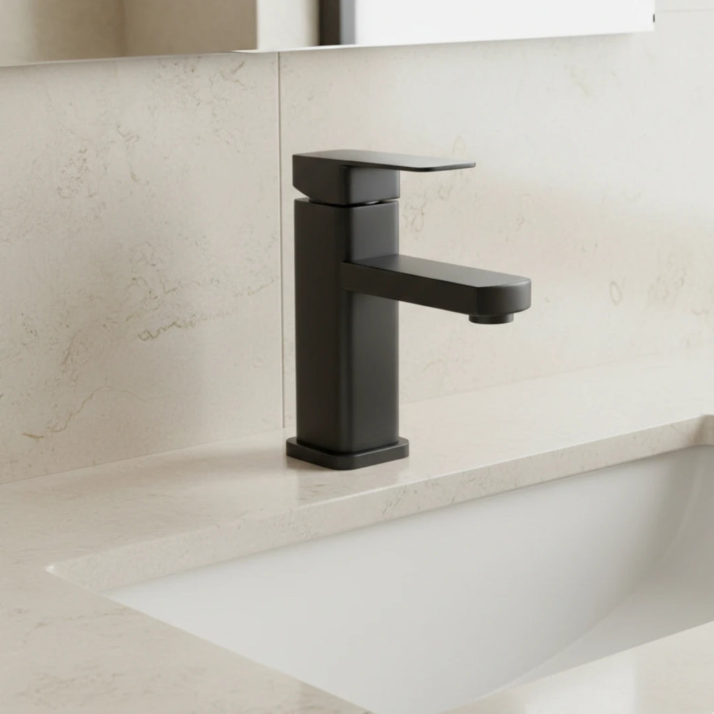 Robinet lavabo salle de bain carré - Noir mat
