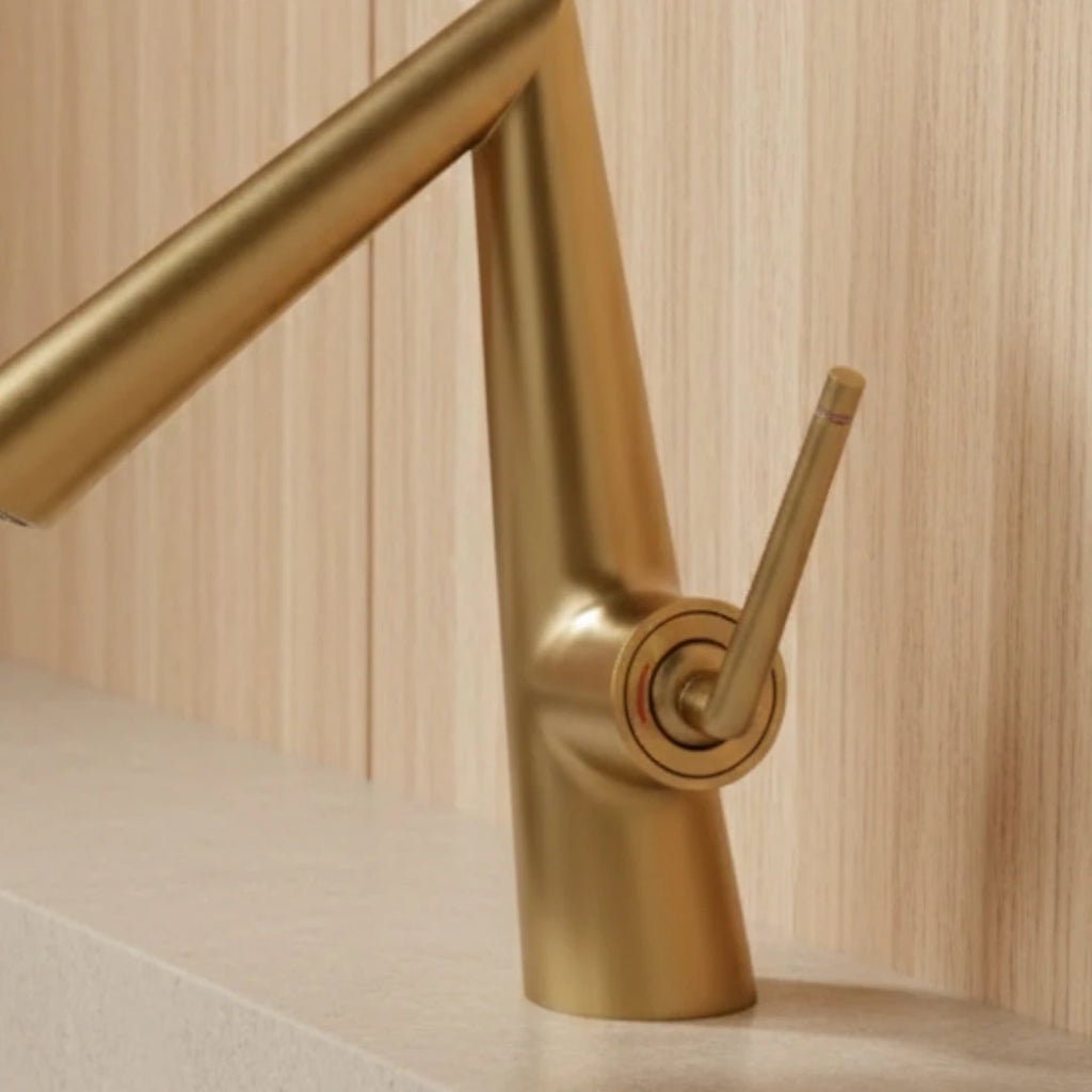 Robinet lavabo salle de bain coudé - Doré - Laiton