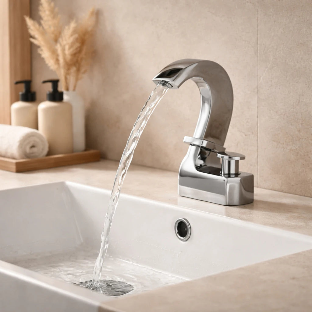Robinet lavabo salle de bain cygne design - Argenté