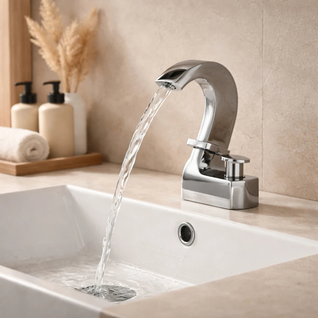 Robinet lavabo salle de bain cygne design - Argenté