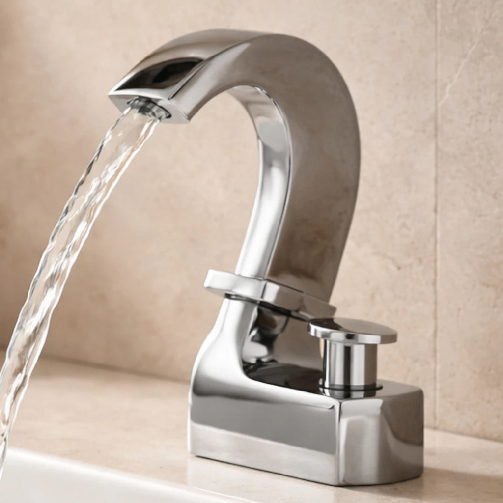 Robinet lavabo salle de bain cygne design - Argenté