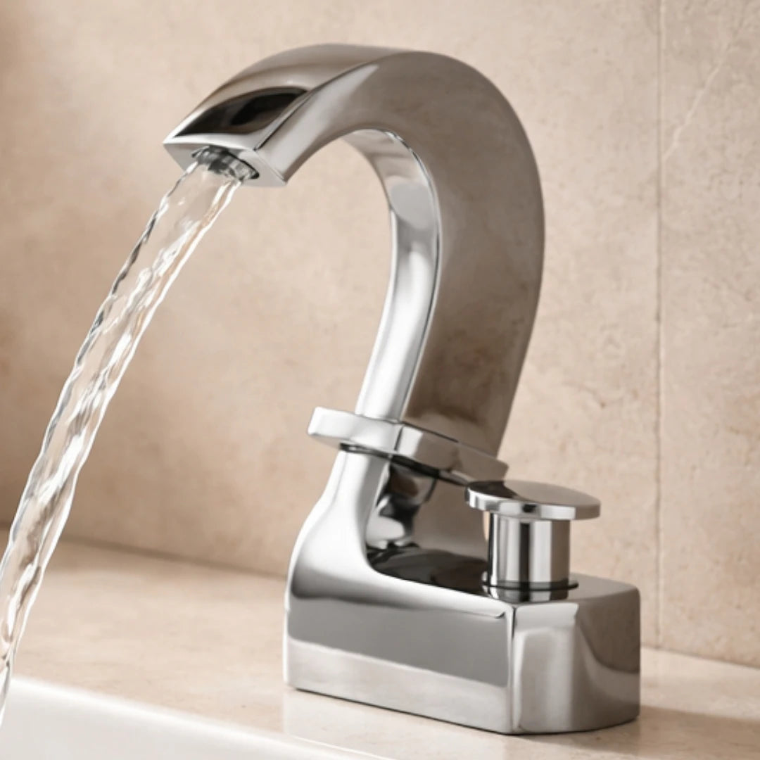 Robinet lavabo salle de bain cygne design - Argenté