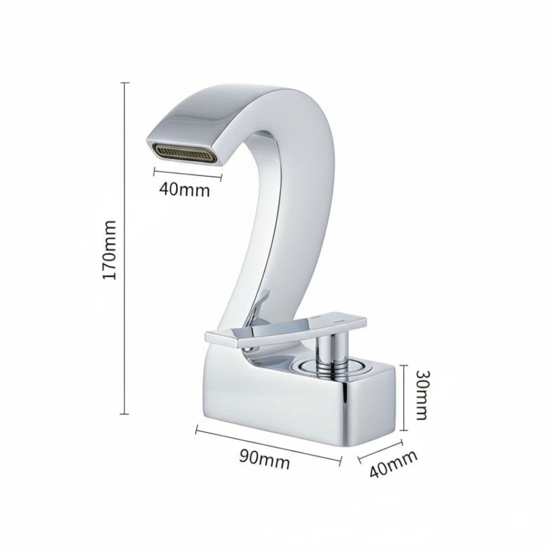 Robinet lavabo salle de bain cygne design - Argenté