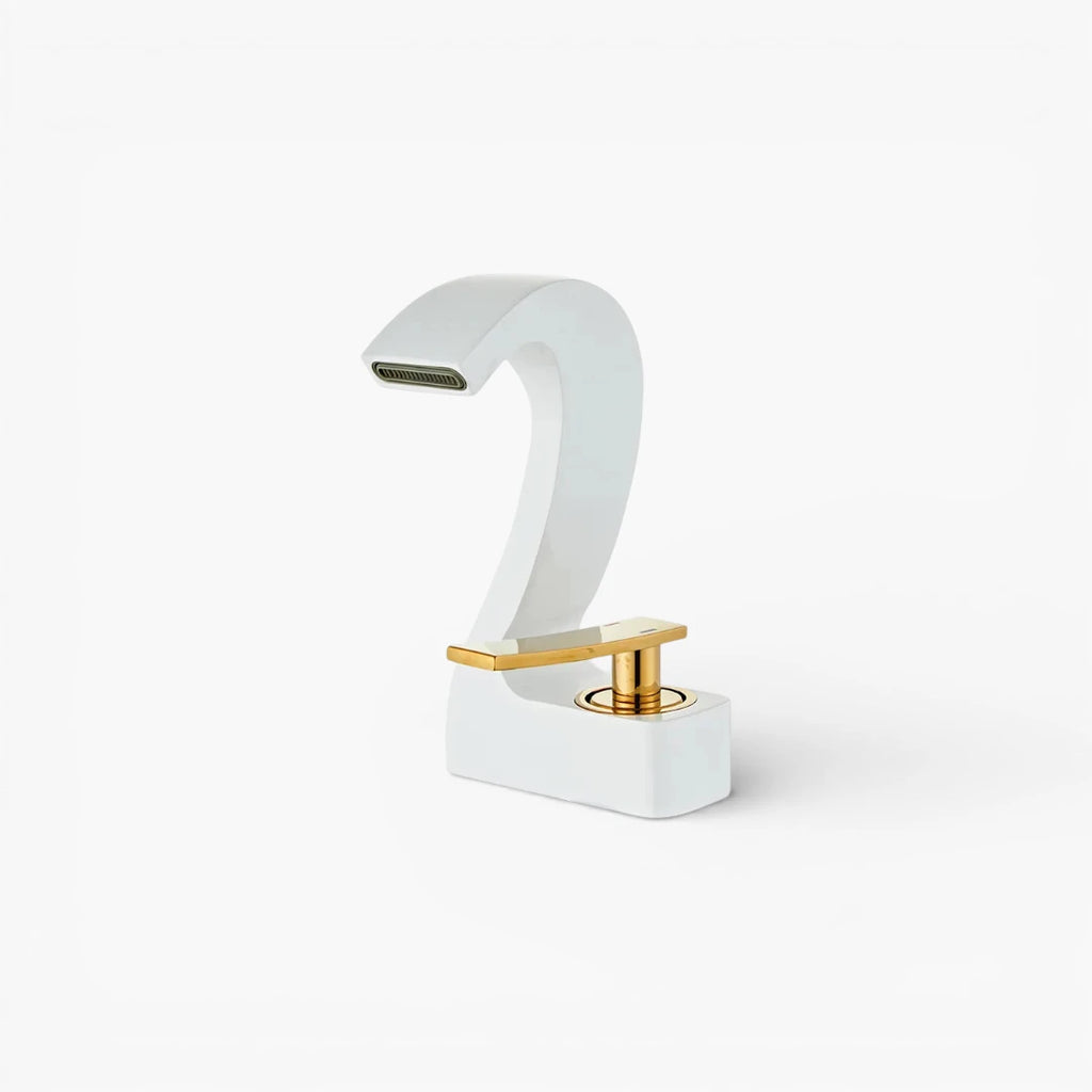 Robinet lavabo salle de bain cygne design - Blanc