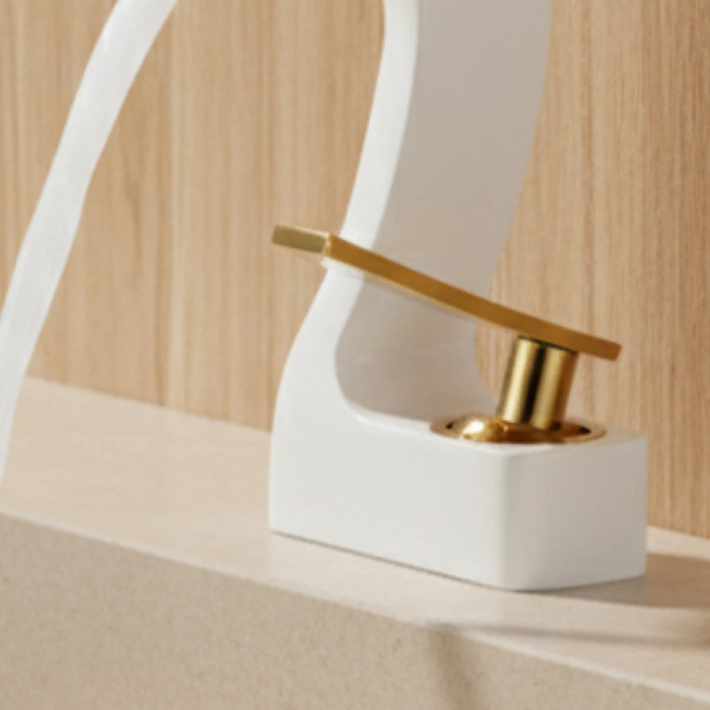 Robinet lavabo salle de bain cygne design - Blanc