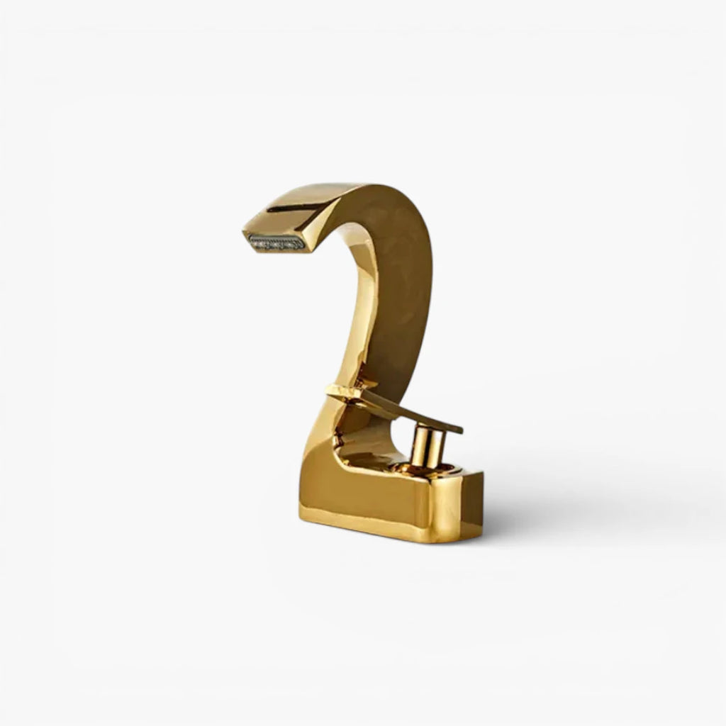 Robinet lavabo salle de bain cygne design - Doré