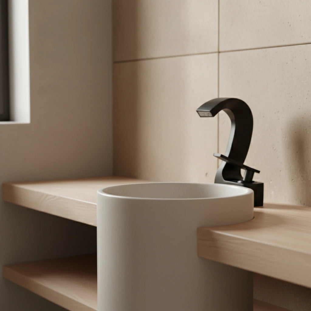 Robinet lavabo salle de bain cygne design - Noir