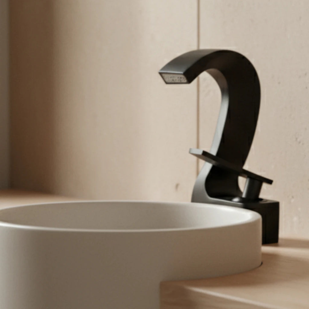 Robinet lavabo salle de bain cygne design - Noir