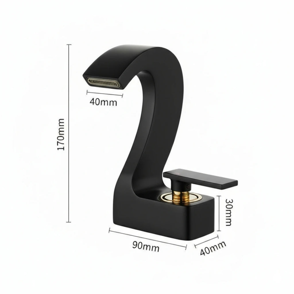 Robinet lavabo salle de bain cygne design - Noir