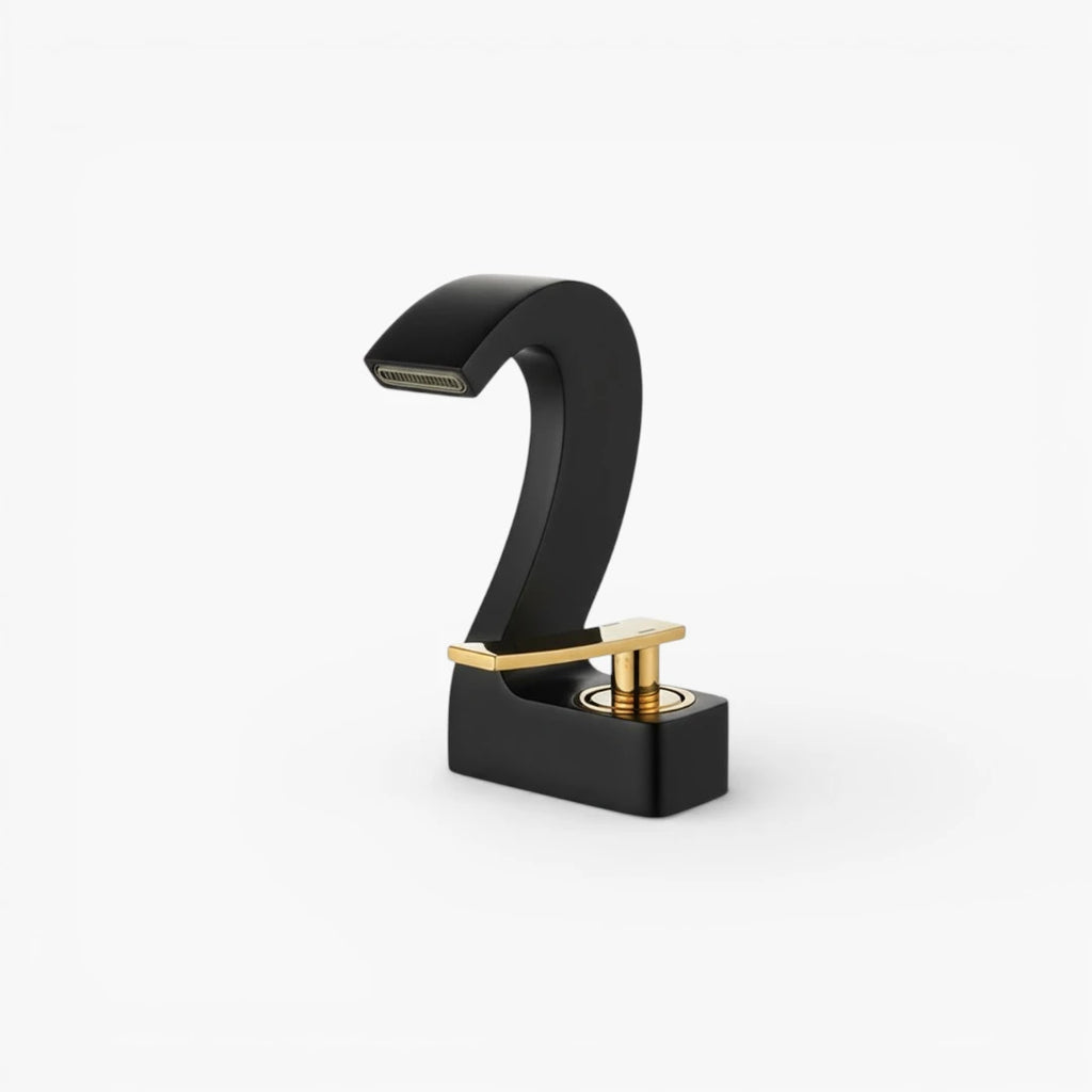 Robinet lavabo salle de bain cygne design - Noir