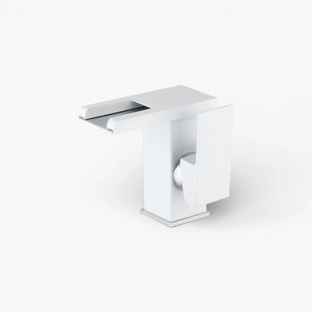 Robinet lavabo salle de bain design cascade led température - Blanc