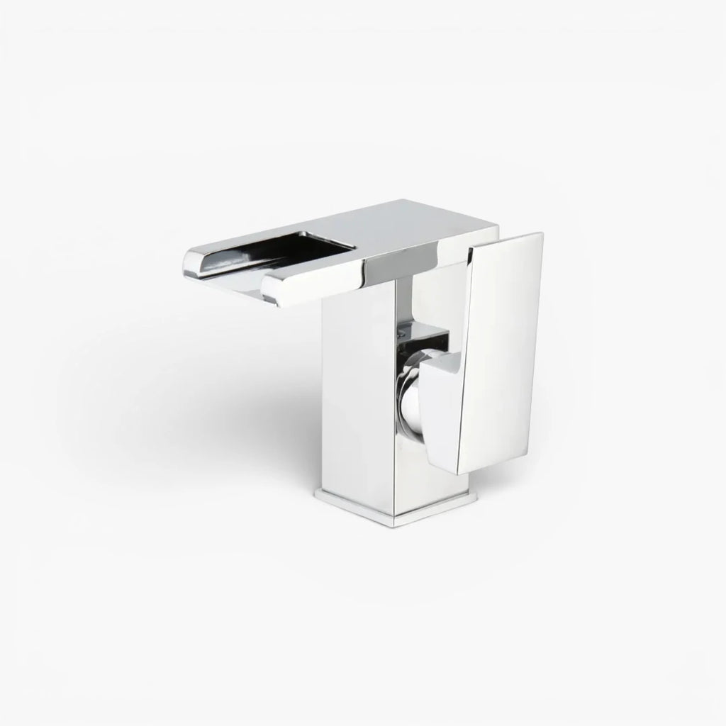 Robinet lavabo salle de bain design cascade led température - Argenté