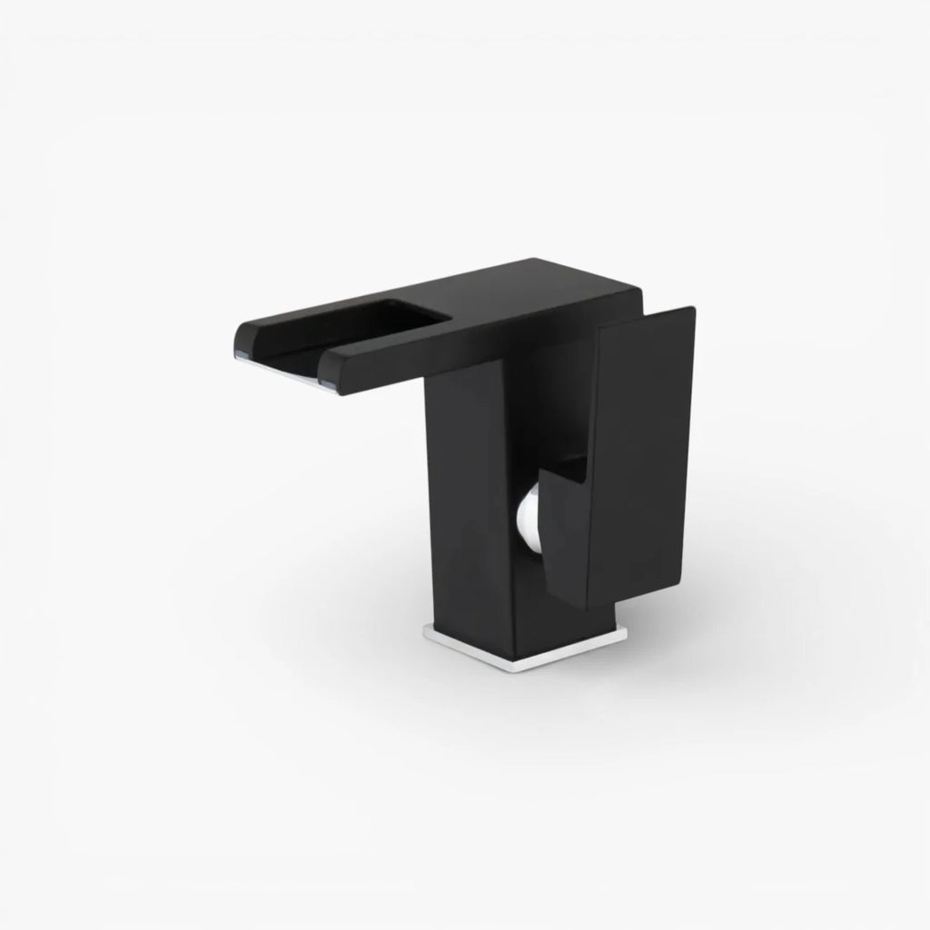 Robinet lavabo salle de bain design cascade led température - Noir