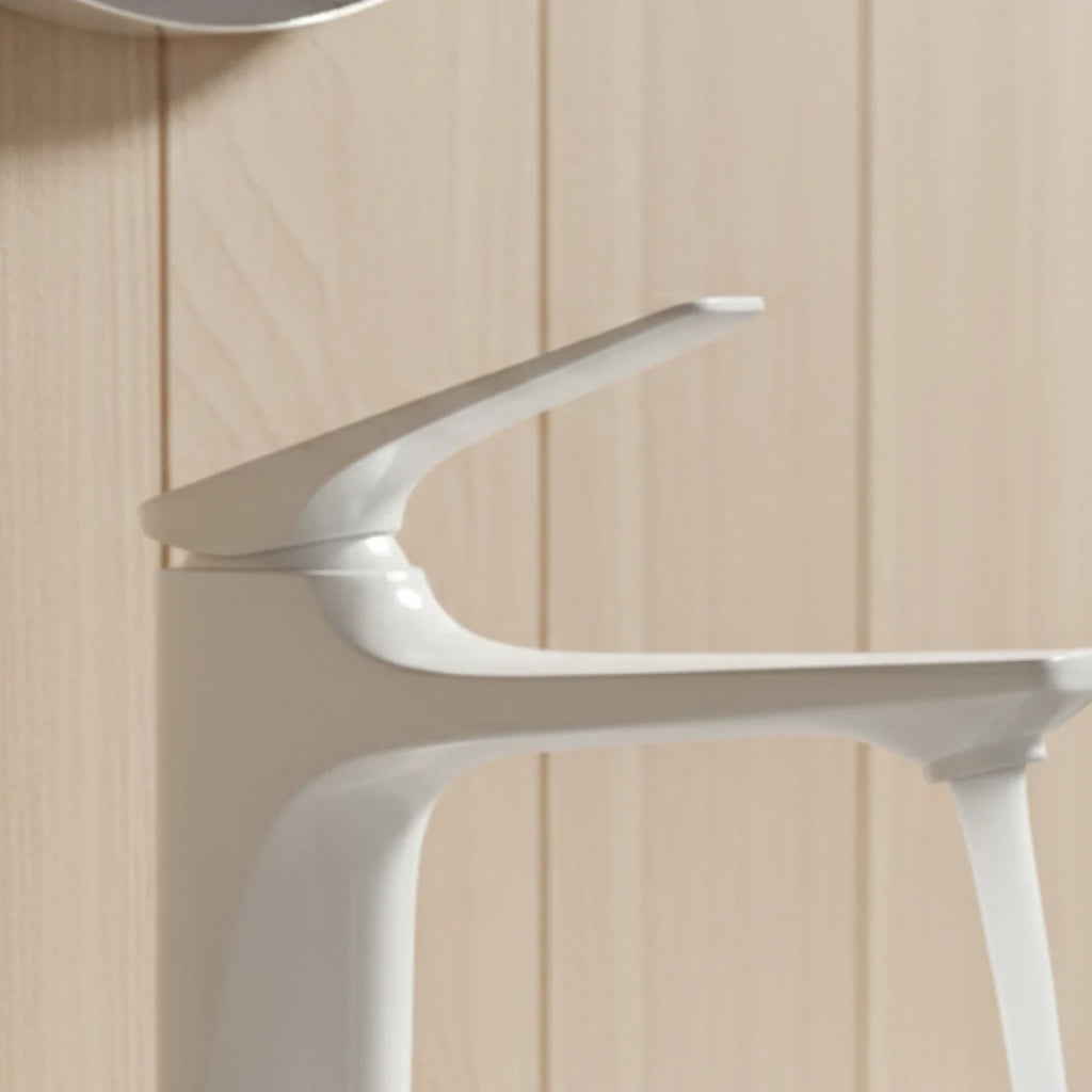 Robinet lavabo salle de bain design épuré - Blanc - Laiton