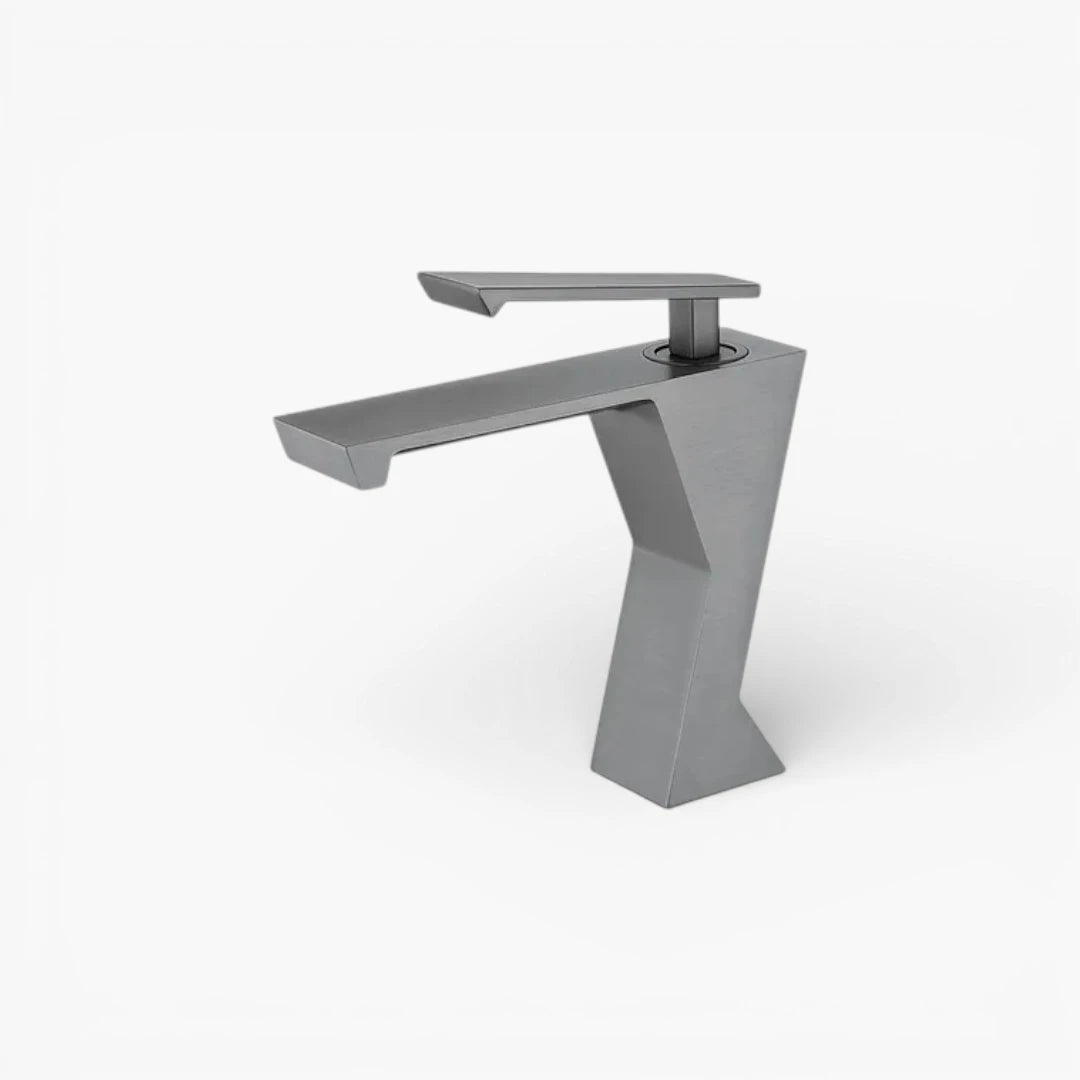 Robinet lavabo salle de bain design géométrique mitigeur - Argenté - Laiton