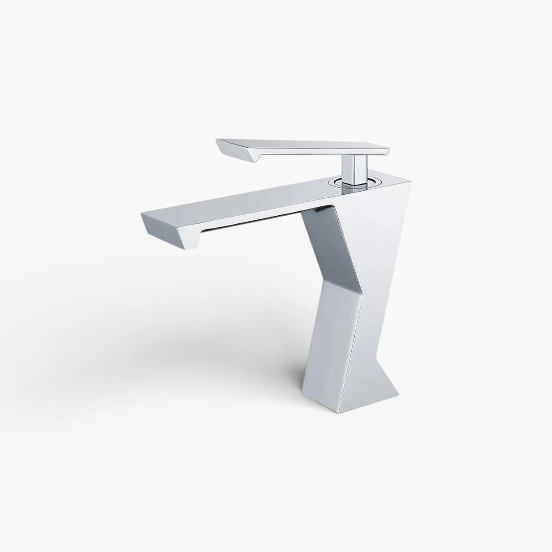 Robinet lavabo salle de bain design géométrique mitigeur - Argenté - Laiton